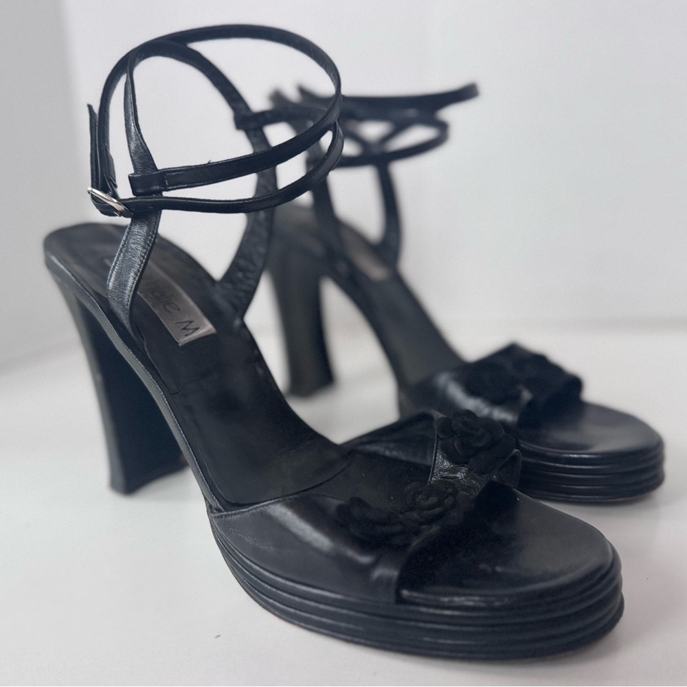 Vintage 90s Y2K vintage nathalie M platform floral ankle strap heel sandals Shoe